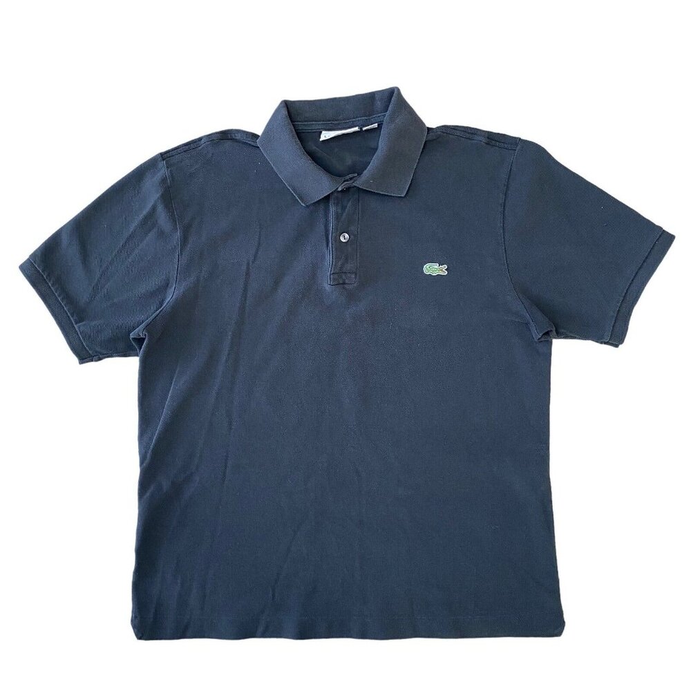 Lacoste Classic Fit Black Pique Polo Short Sleeve Shirt Mens Size 6 XL